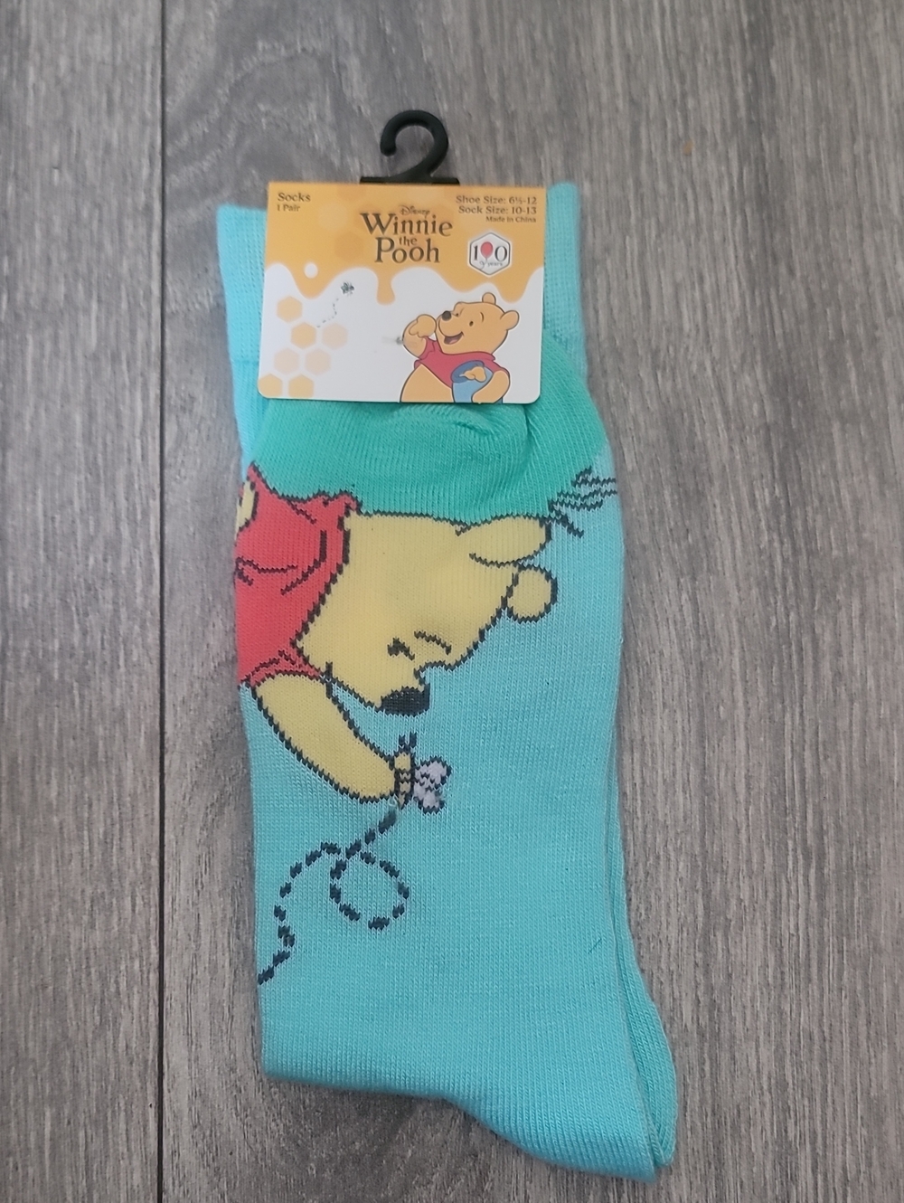 Disney Winnie the Pooh Aqua Character Casual Crew Socks